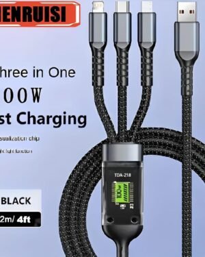 100W Fast Charging 3 in 1 Cable Black