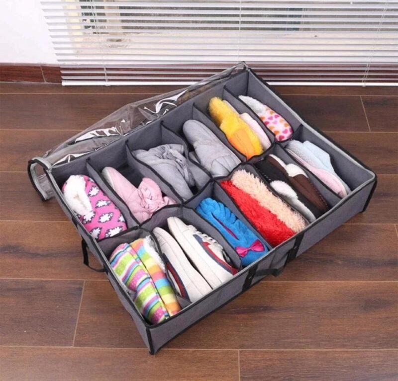 12 Grid Shoe Storage Bag Zipper Non Woven