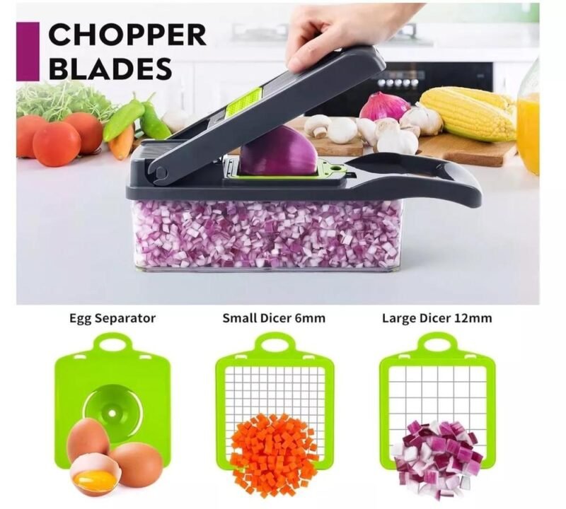 13-in-1 Manual Vegetable Chopper with 8 Blades