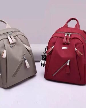 16 Inch Nylon Casual Backpack Red Grey Women Travel Bag