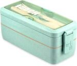 2 Layer Bento Box Green Kids Lunch Container
