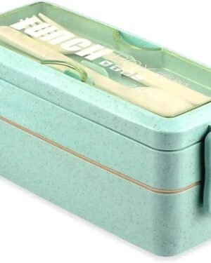 2 Layer Bento Box Green Kids Lunch Container