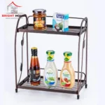 2 Layer Bronze Steel Spice Rack for Kitchen