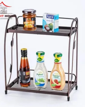 2 Layer Bronze Steel Spice Rack for Kitchen