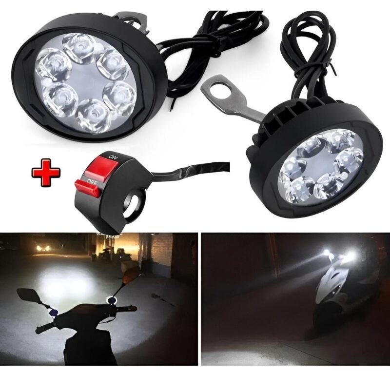 2 LED Headlight Motorcycle Universal White Waterproof ABS