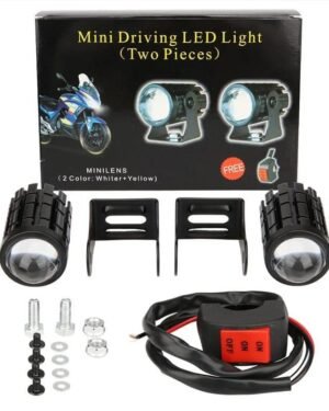 2 Pcs Bike Fog Light White Yellow LED