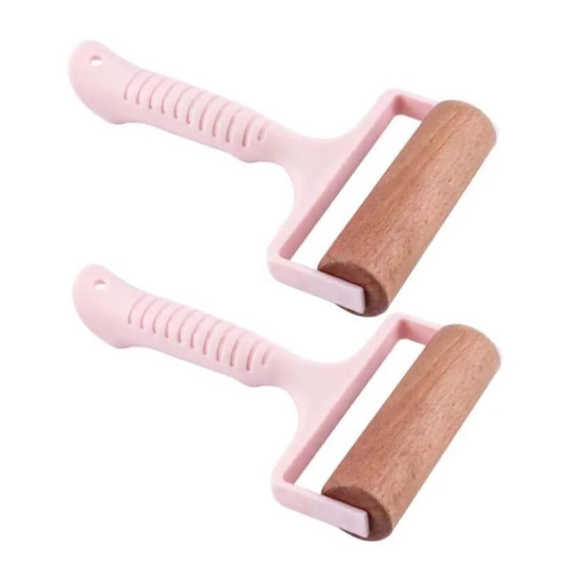 2 Pcs Wooden Non-Stick Dough Rollers Pink