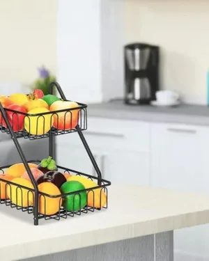 2-Tier Metal Fruit Basket for Kitchen Countertop