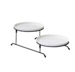 2 Tiered White Ceramic Serving Stand Set