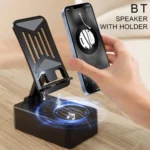 3-in-1 BT Speaker Phone Stand Black Foldable