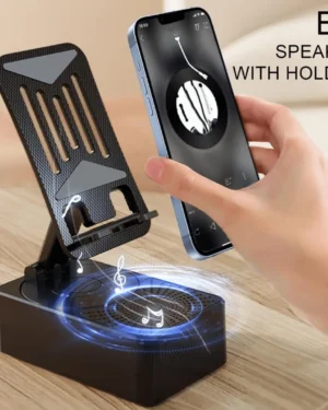 3-in-1 BT Speaker Phone Stand Black Foldable