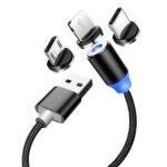 3-in-1 Magnetic Fast Charging Cable for Android iPhone Type-C Micro USB with LED Light