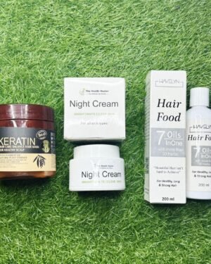 3 in 1 Skincare Bundle - 4 Pcs Hair Mask, Night Cream & Hair Food
