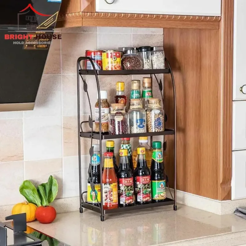 3 Layer Bronze Spice Rack for Kitchen Countertop Storage