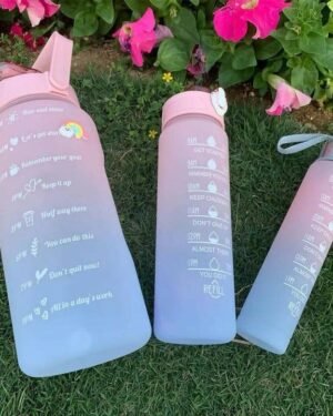 3 Pcs Gradient Water Bottle Set With Straw & Time Markers