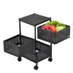 3 Tier Rotatable Fruit Basket Iron Black