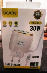 30W Fast Charging with Built-In Type-C Cable + Triple USB Ports