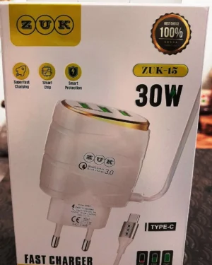 30W Fast Charging with Built-In Type-C Cable + Triple USB Ports