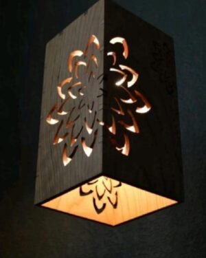 3D Laser Cut Wooden Ceiling Lamp with Floral Design