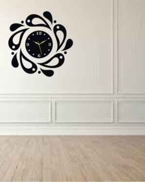 3D Leaf Design Wooden Wall Clock