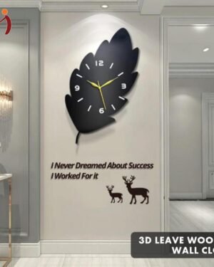 3D Leaf Wooden Wall Clock Modern Abstract Decor