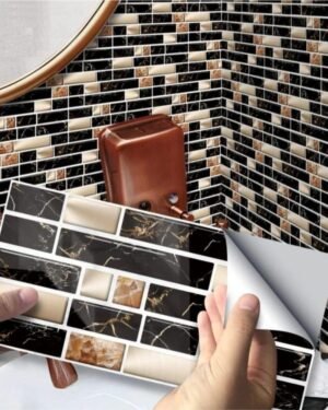 3D Marble Tile Stickers for Bathroom Walls