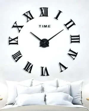 3D Wall Clock Black 24" Laser Cut Modern Home Decor