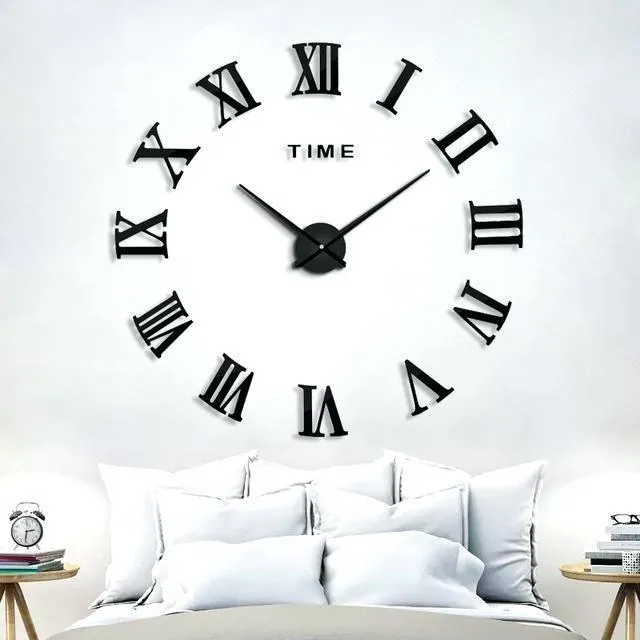 3D Wall Clock Black 24" Laser Cut Modern Home Decor 3D Wall Clock Black 24" Laser Cut Modern Home Decor
