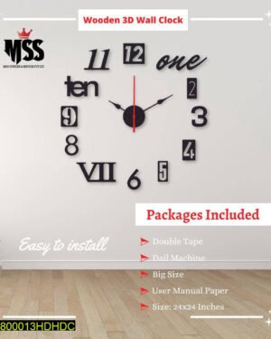 3D Wooden Wall Clock 24x24 Inches Modern Decor