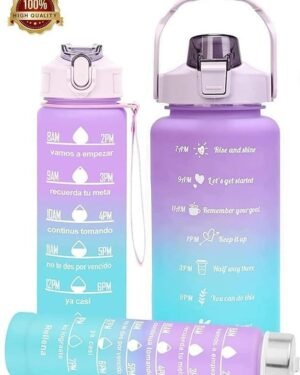 3Pcs Multicolor Gym Water Bottles with Hydration Tracker