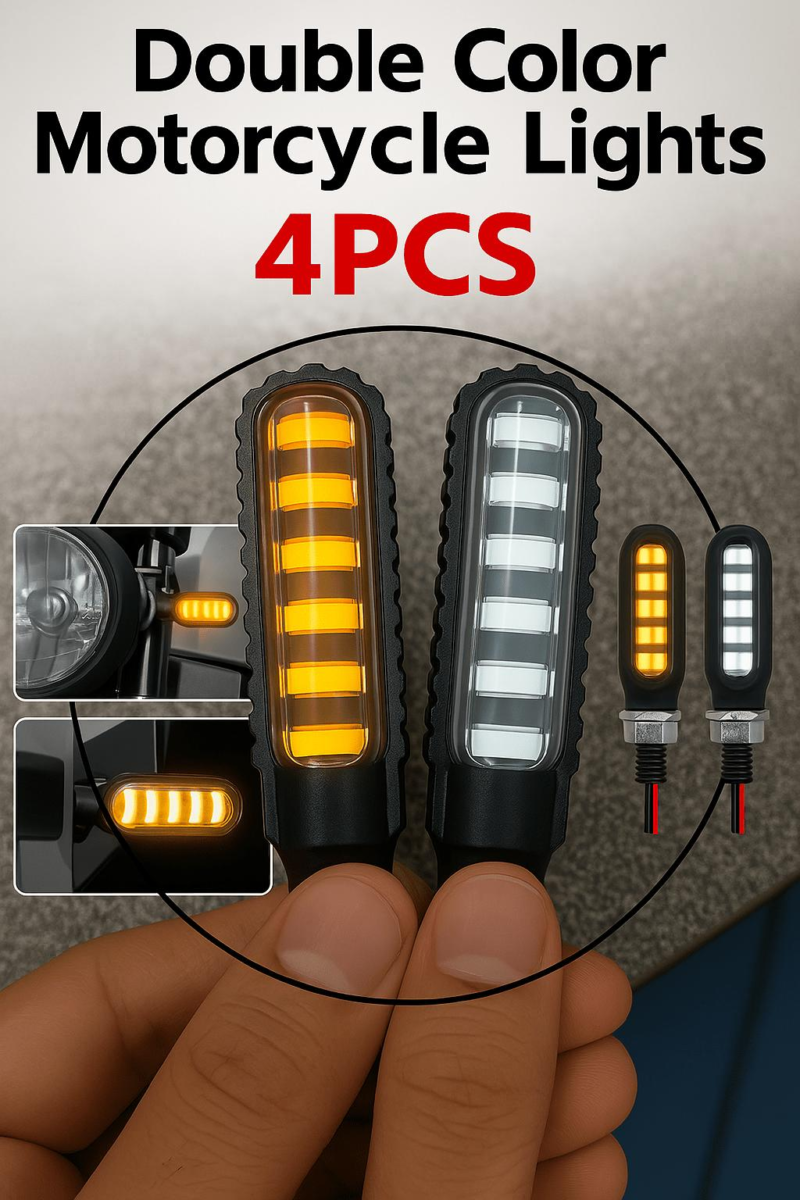 4 Pcs Dual Color LED Motorcycle Turn Signals Yellow White 4 Pcs Dual Color LED Motorcycle Turn Signals Yellow White