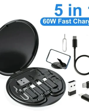 5-in-1 60W Fast Charging Cable Set Black