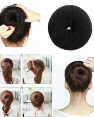 6 Pcs Black Synthetic Hair Bun Maker Medium Length