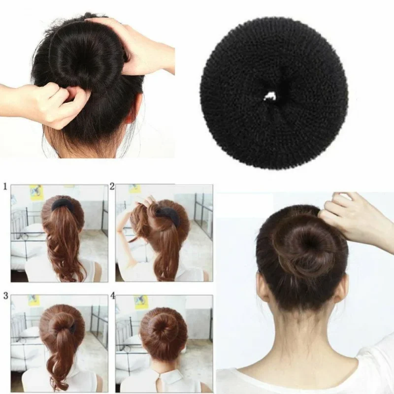 6 Pcs Black Synthetic Hair Bun Maker Medium Length