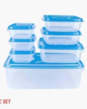 7-Piece Food Storage Containers Set ABS Plastic Blue Kitchen Organizer