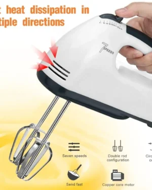 7-Speed Handheld Egg Beater with Cooling System