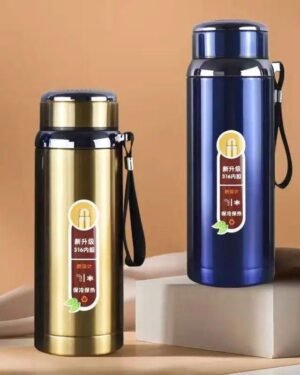800ml Stainless Steel Gym Water Bottle Blue Golden