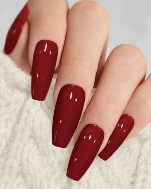 96 Pcs Burgundy Acrylic Fake Nails for Party Wear