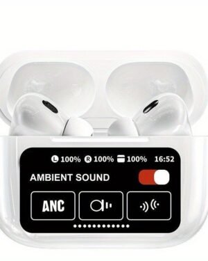 A9 Pro Wireless Touch Screen Earbuds White Black ANC 5.4 Bluetooth