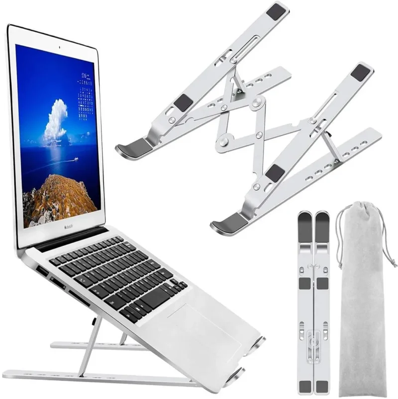 Adjustable Steel Tripod Laptop Stand White