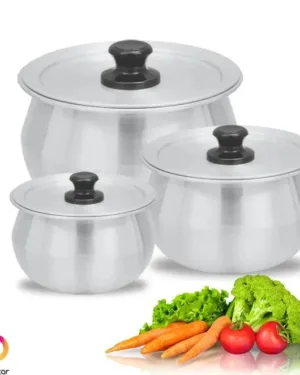 Aluminium 3-Piece Cooking Pot Set Silver