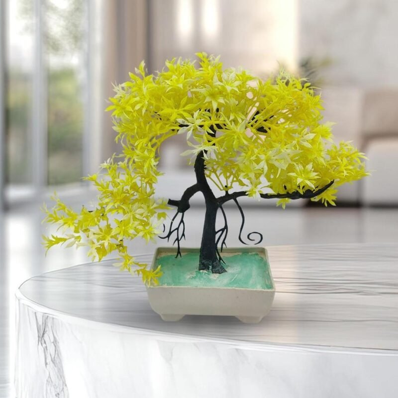 Artificial Yellow Bonsai Tree 12x10x18" Plastic Decor