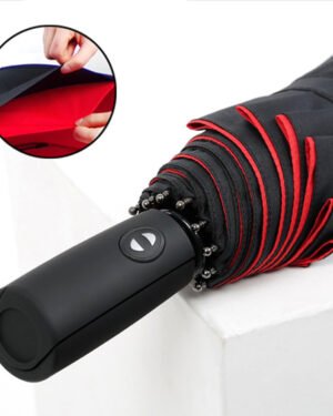 Automatic Folding Business Umbrella Large Black Red Double Layer
