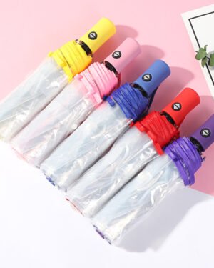 Automatic Transparent Folding Umbrella with Colorful Handles
