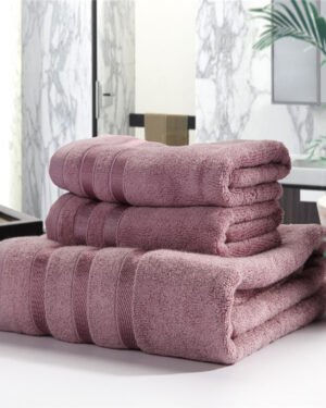 Bamboo Fiber Bath Towel Set Pink Premium Soft