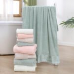 Bamboo Fiber Bath Towels Thick Quick Dry Pink 70x140cm