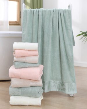 Bamboo Fiber Bath Towels Thick Quick Dry Pink 70x140cm