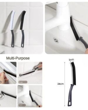 Bathroom Corner Cleaning Brush Pack of 2 Black Plastic