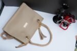 Beige PU Leather Women's Handbag Set with Tassel