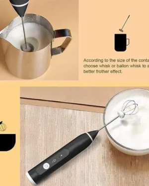 Black 2-in-1 Electric Coffee Whisk Frother